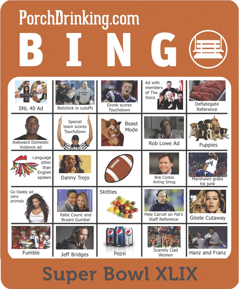 Super Bowl Bingo Cards XLIX