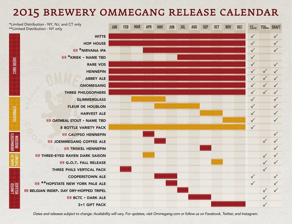 Ommegang Beer Calendar 2015