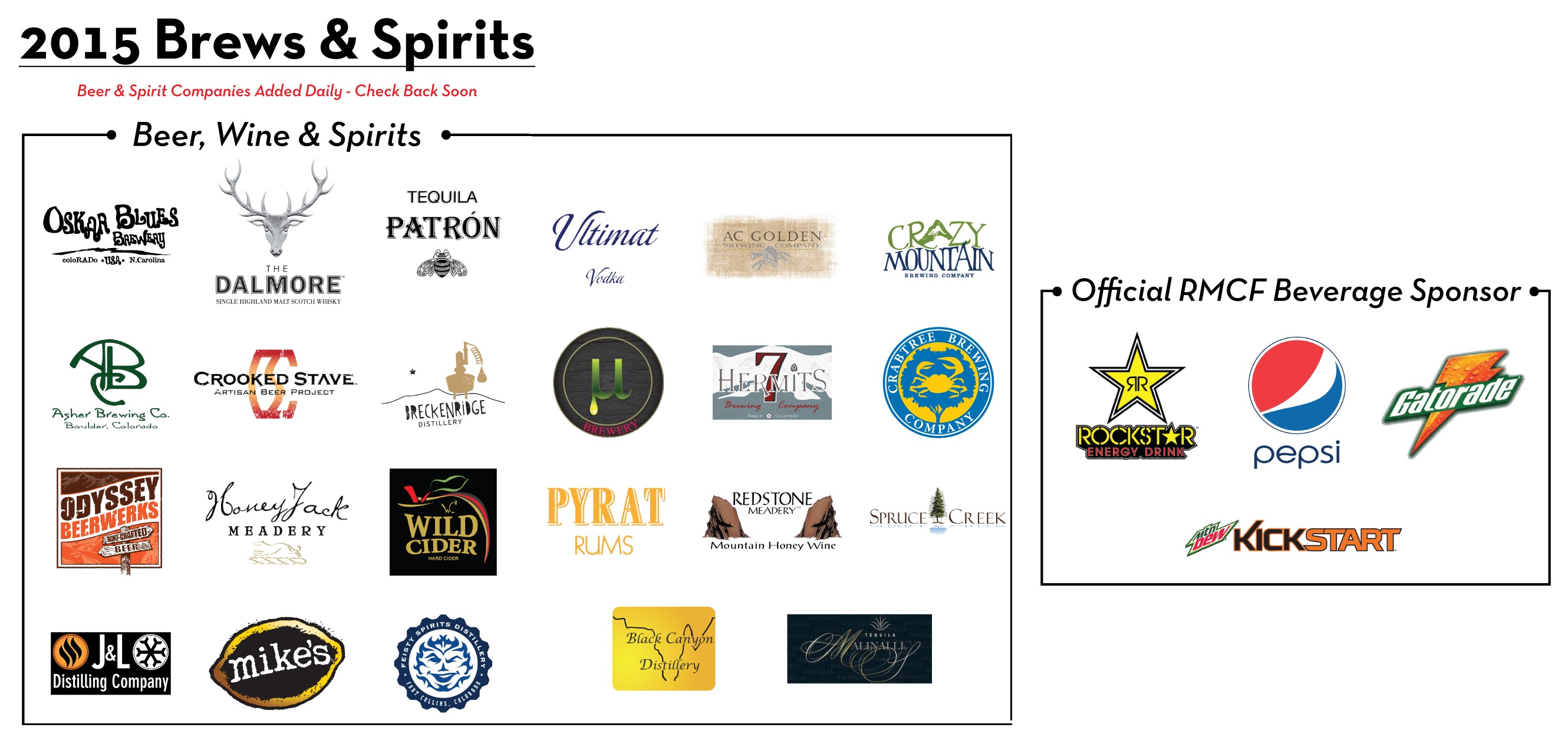2015 Brews & Spirits and Beverage Sponsors
