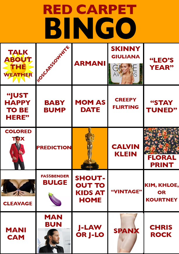2016 Academy Awards Bingo Boards
