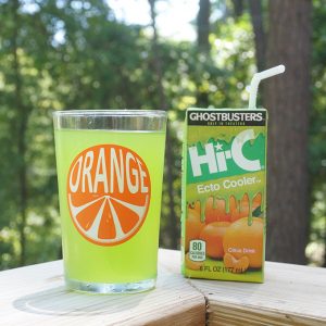 Juice box and glass of Hi-C Ecto Cooler
