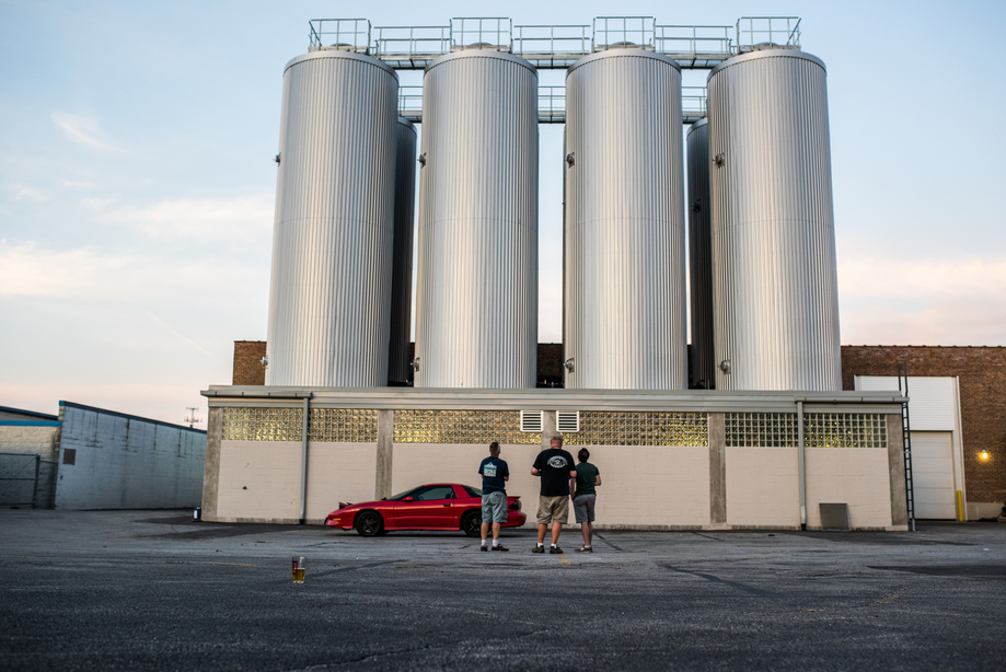 Each of these tanks can hold enough beer to fill about 215,000 cans of beer. Photo credit: Eric Dirksen.