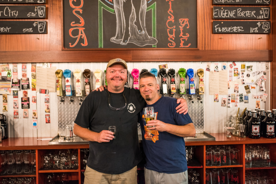 Jim (left) and Wil (right) are the masterminds behind Revolution's beers. Photo credit: Eric Dirksen.