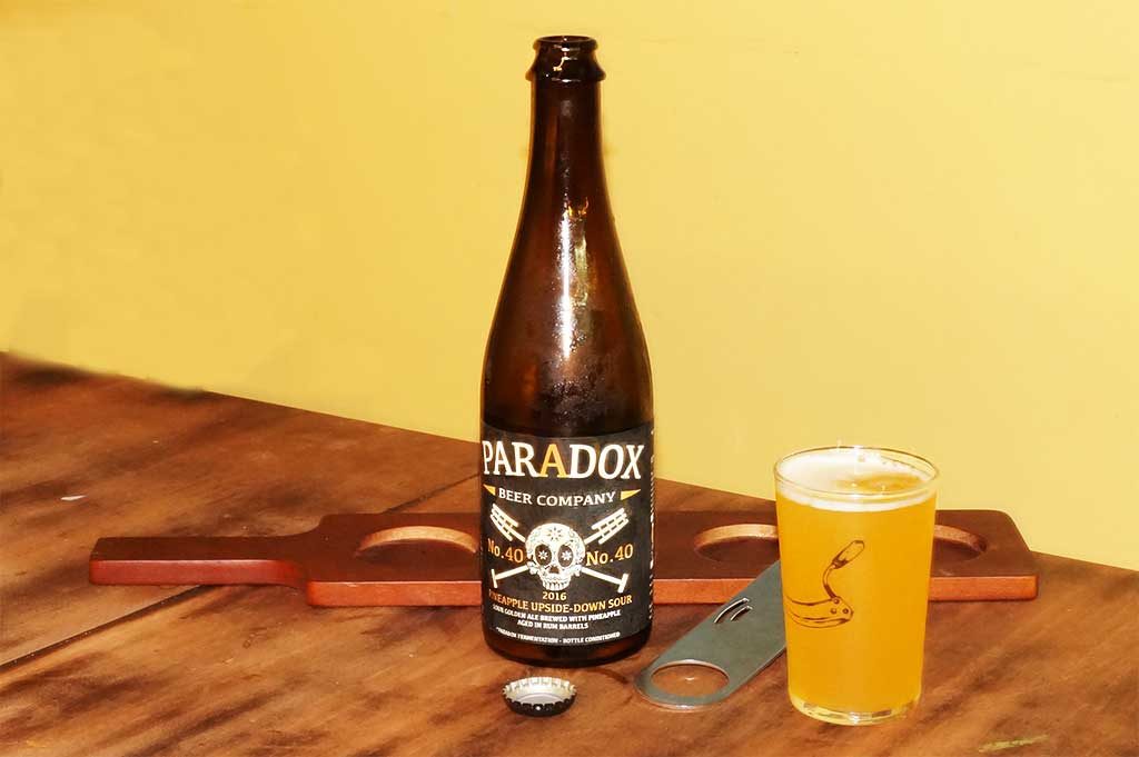 Paradox Beer Company Skully Barrel No. 40 Pineapple Upside-Down Sour Golden Ale aged in rum barrels