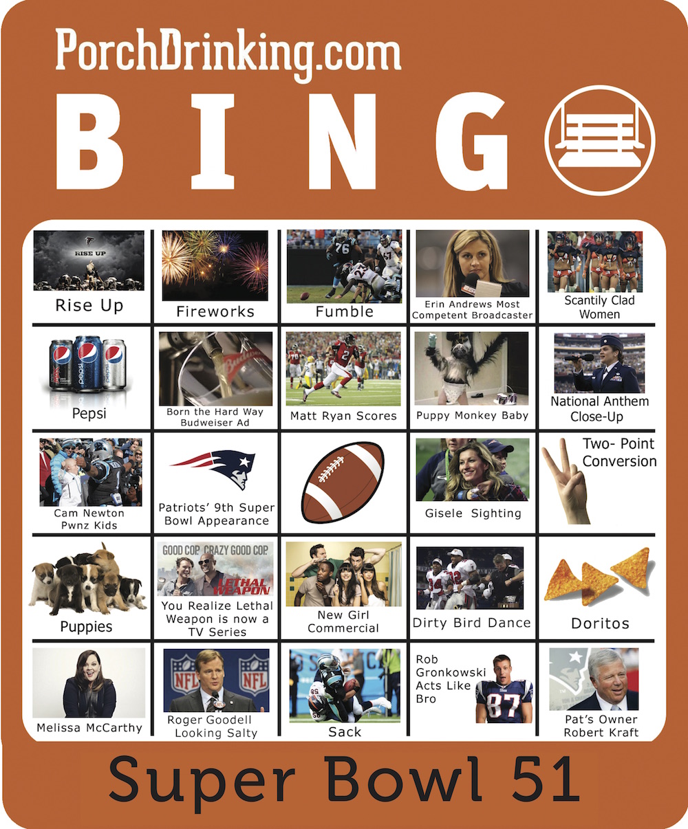 2017 Super Bowl Bingo Cards