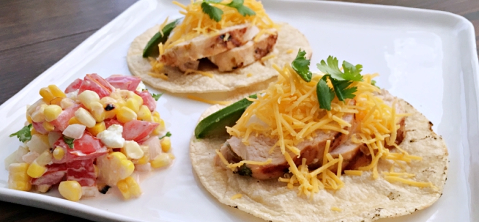 Citradelic Marinated Chicken Tacos with Mexican Street Corn Relish