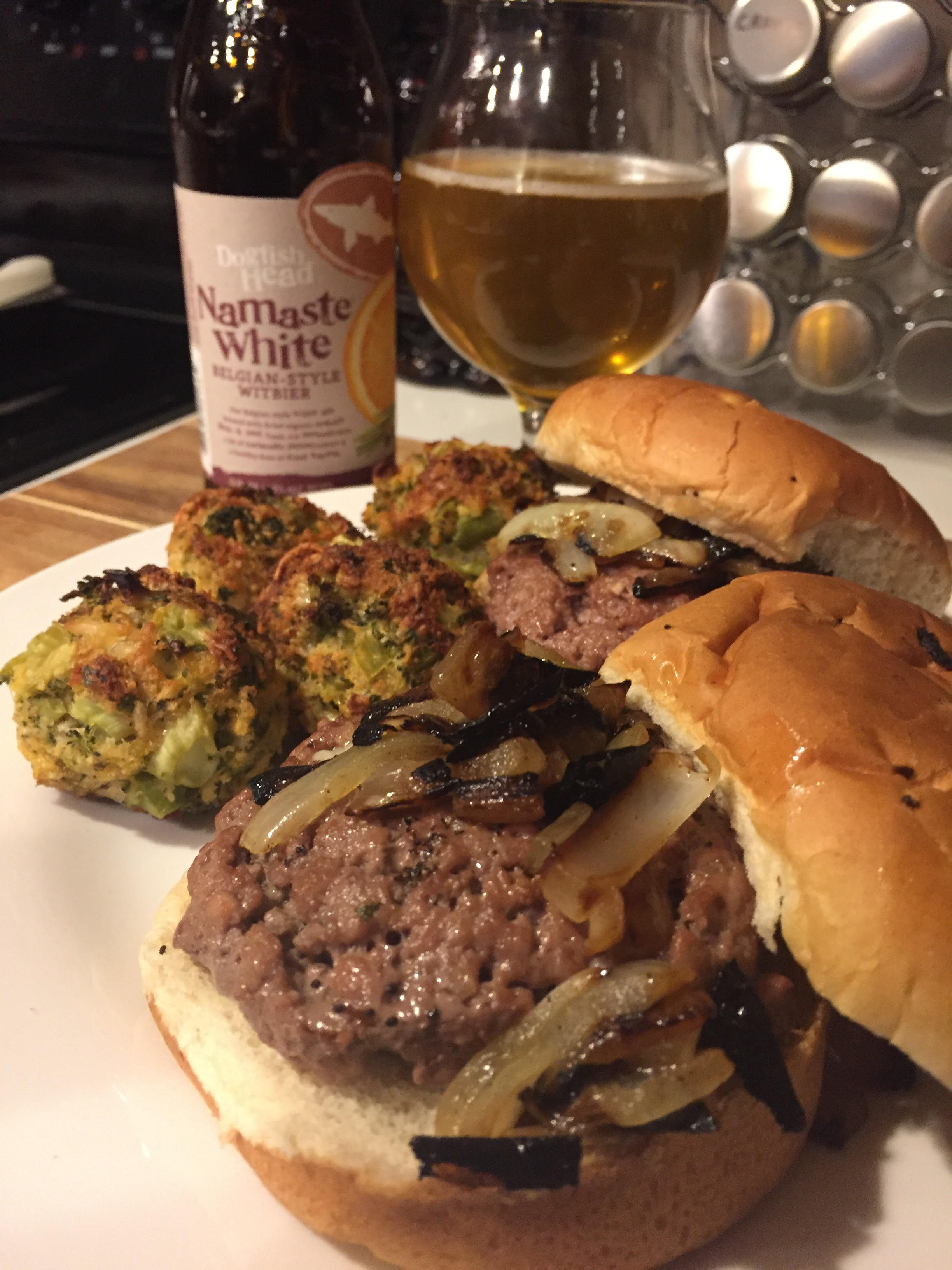 Cooking With Beer | Stuffed Burgers made with Dogfish Head Namaste White