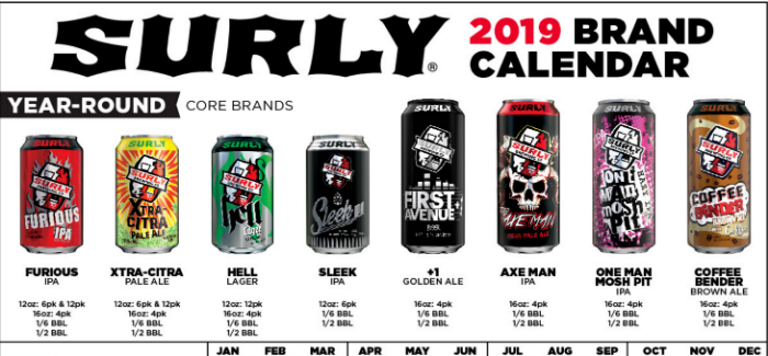 Surly Brewing Announces 2019 Beer Release Calendar & Boxed Six-Packs